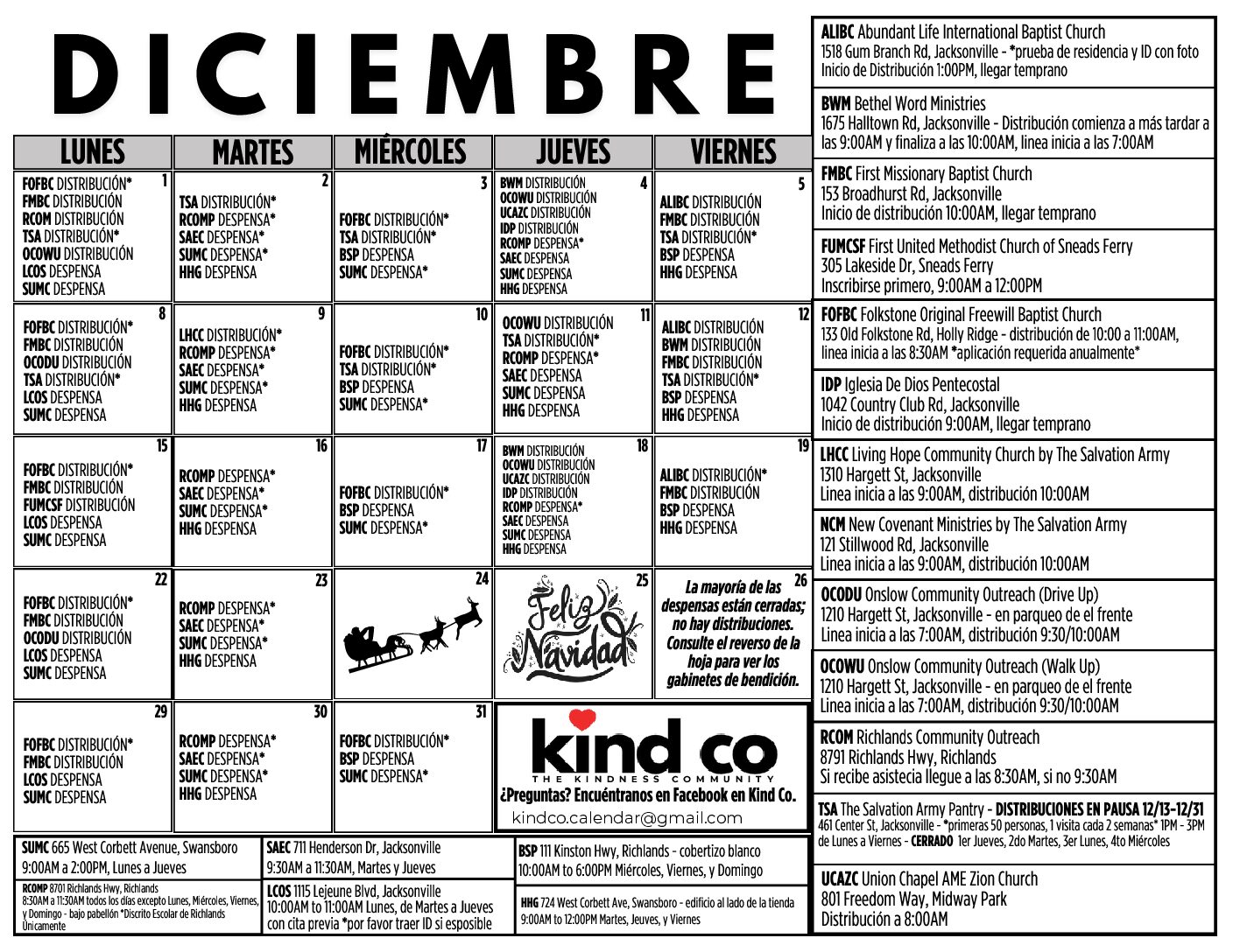Spanish Version of the Calendar