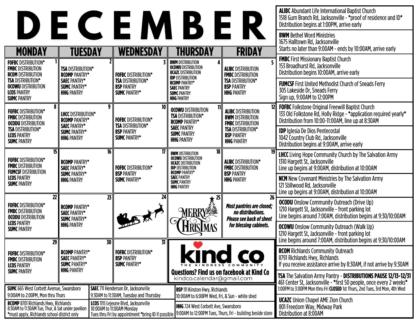 English Version of the Calendar