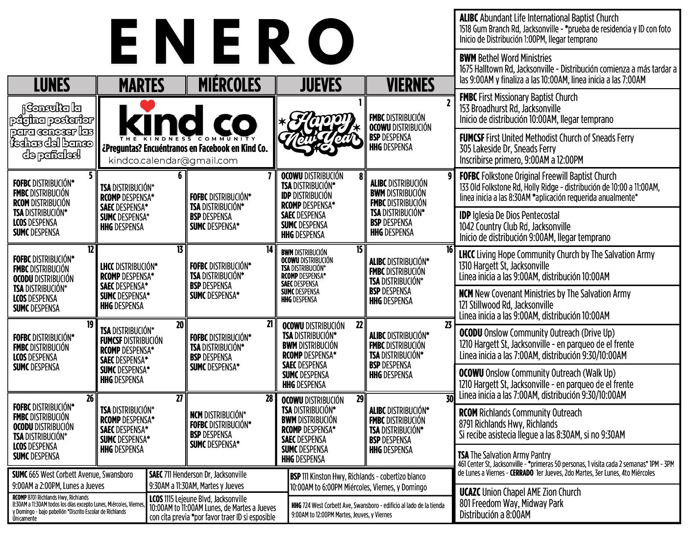 Spanish Version of the Calendar