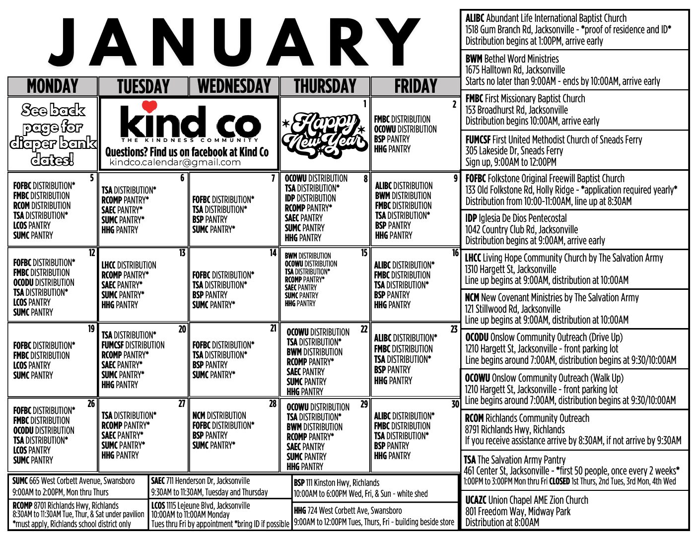 English Version of the Calendar