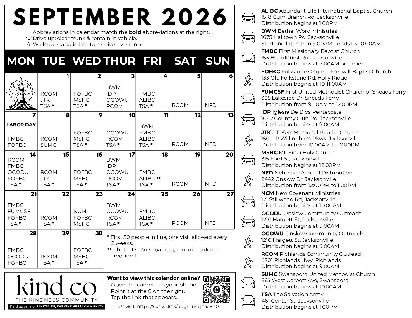 English Version of the Calendar
