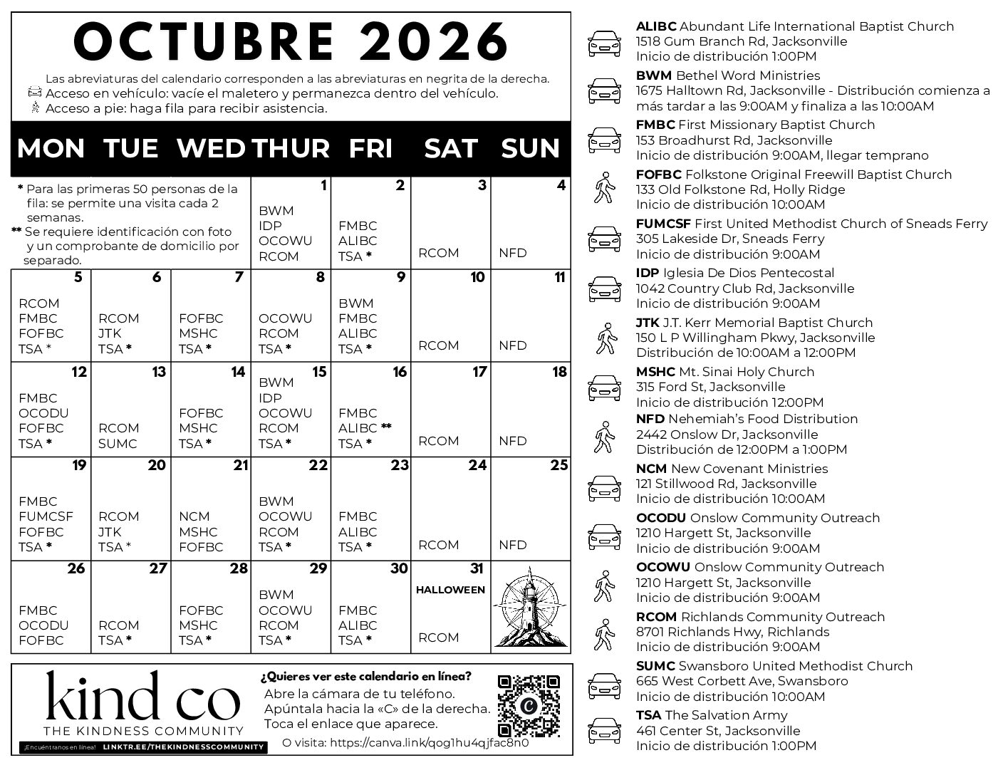 Spanish Version of the Calendar