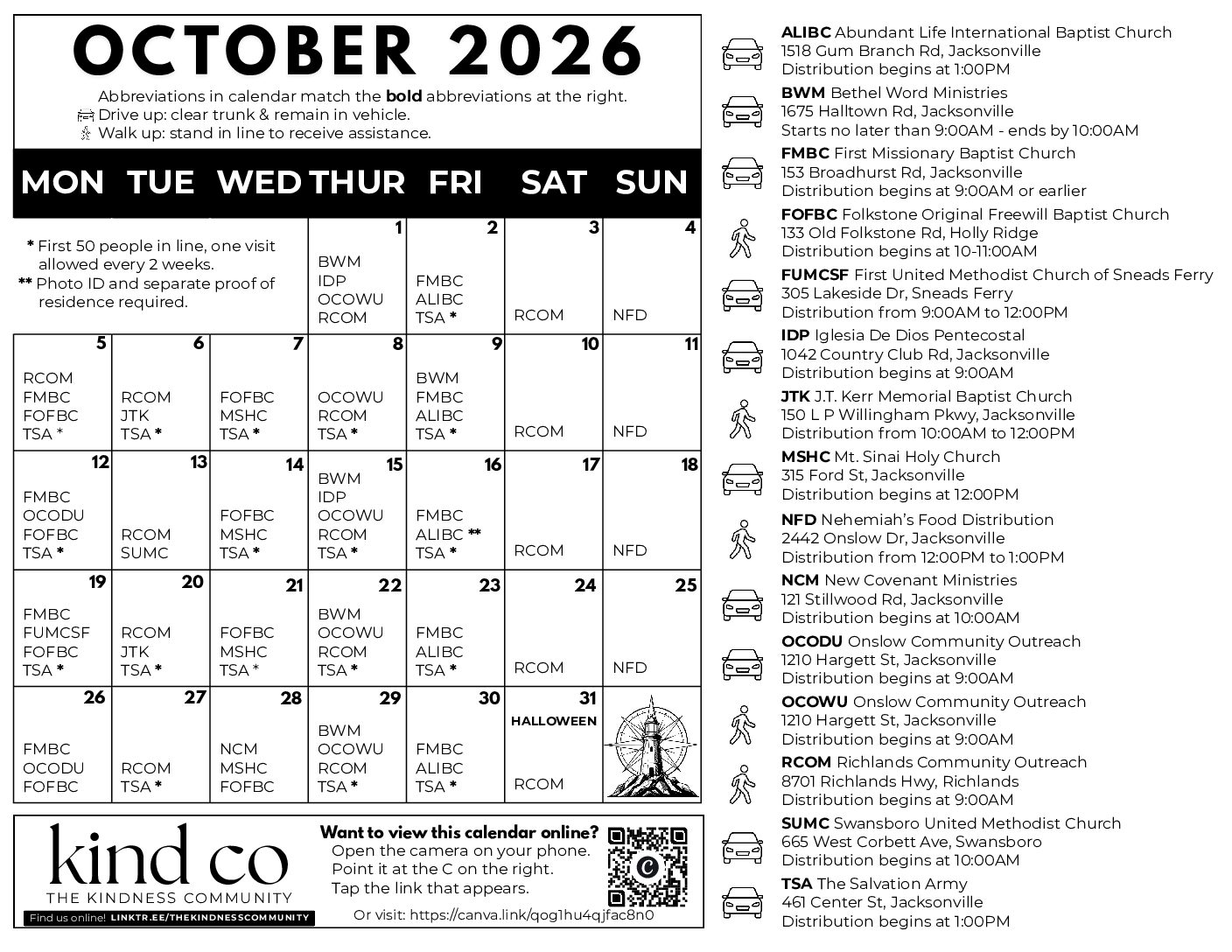 English Version of the Calendar